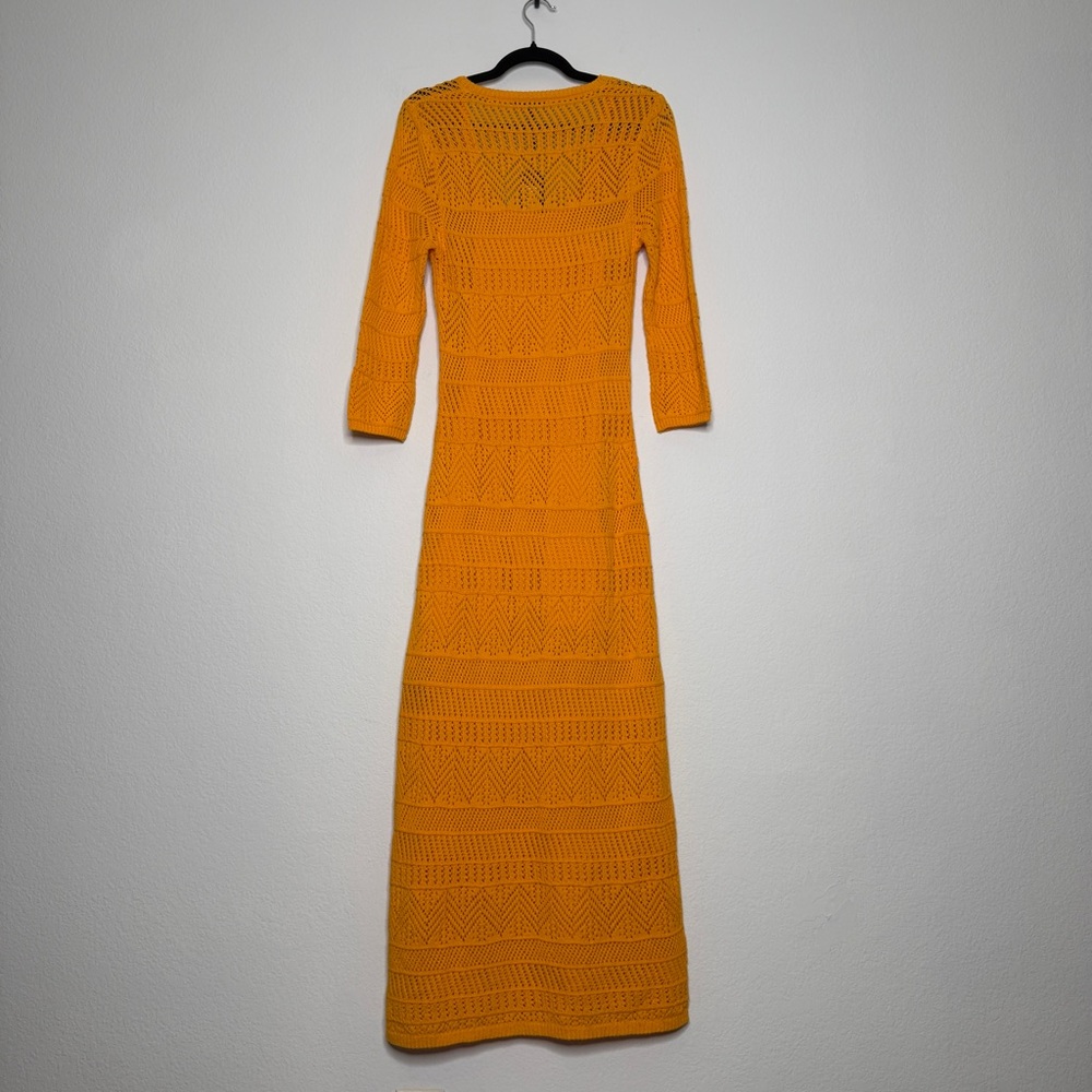 Rag & Bone Renee Long Deep Yellow Knit Dress Side Slit Lined Size M NWT - Picture 5 of 9